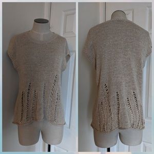 360 Sweater beige knit crochet tank blouse